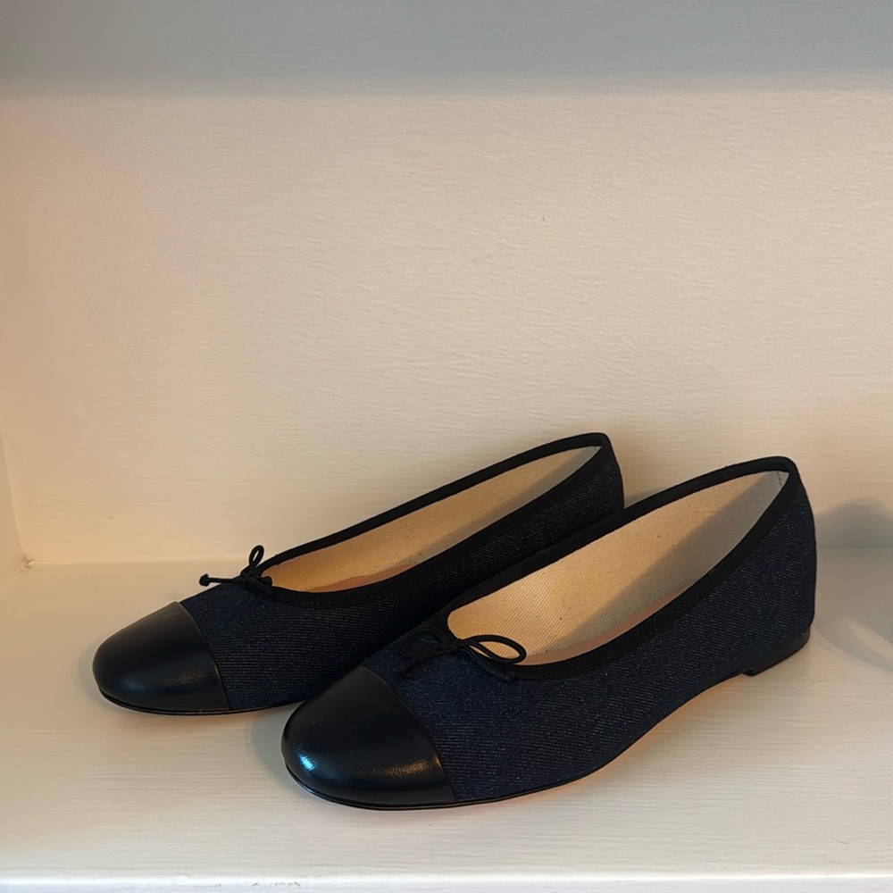 Jcrew denim Zoe ballet with toe cap (size 10). gently worn